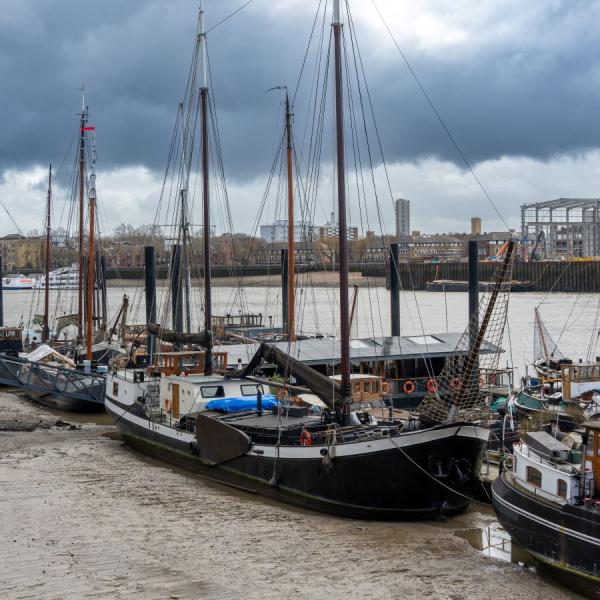 Barges on Thames River